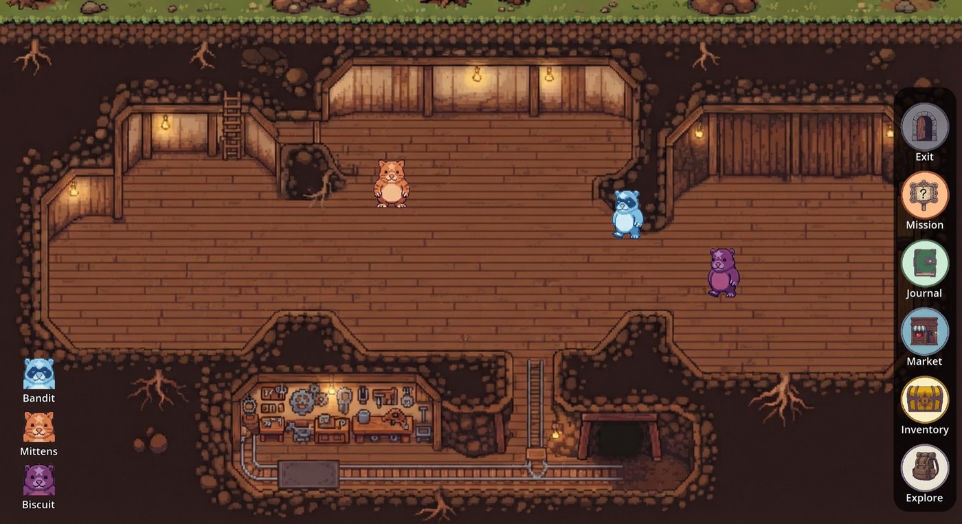 The moles in their underground home