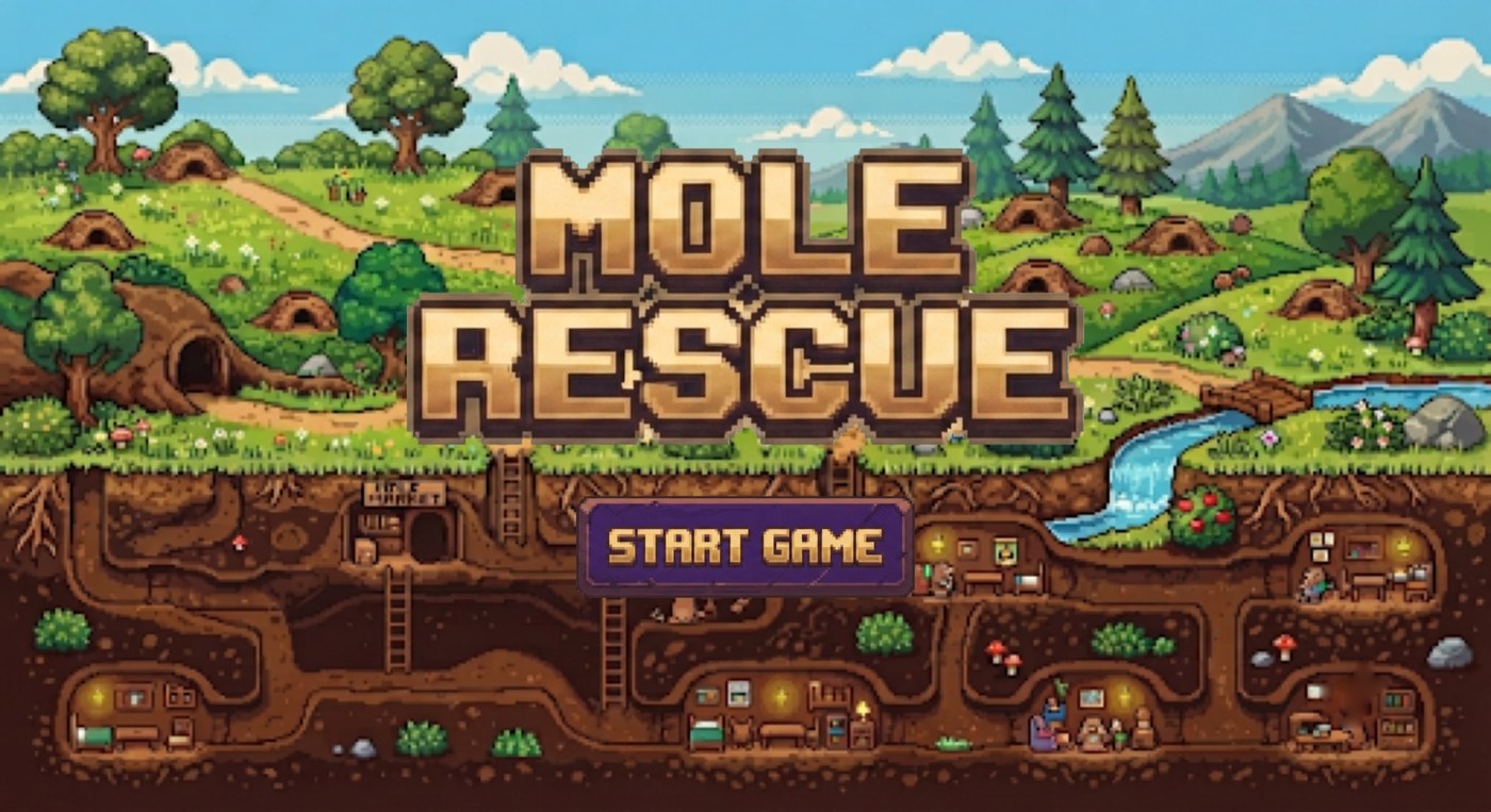 Mole Rescue start screen